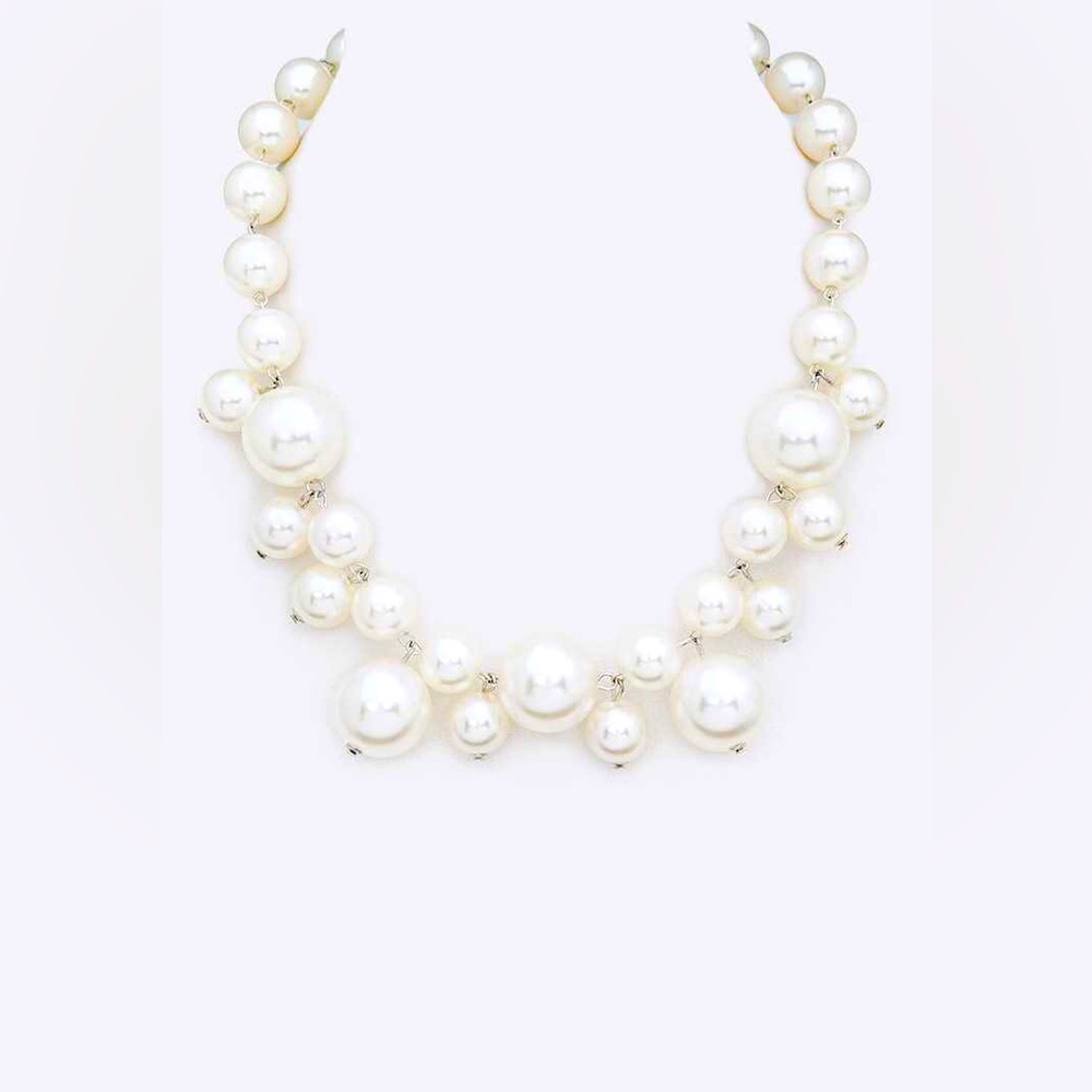 White Freshwater Pearl Statement Necklace